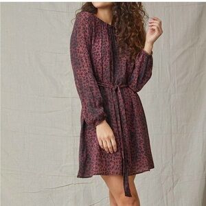 Cloth & Stone Leopard Print Mini Dress Long‎ Sleeve Size Medium